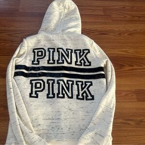 Victoria secret pink bling sequin fur lined full zip up hoodie jacket